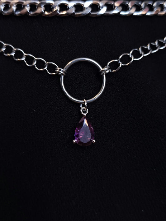Pendentif "Edda" en Chaînes avec Anneau et Pierre Colorée La Vouivre Jewellery