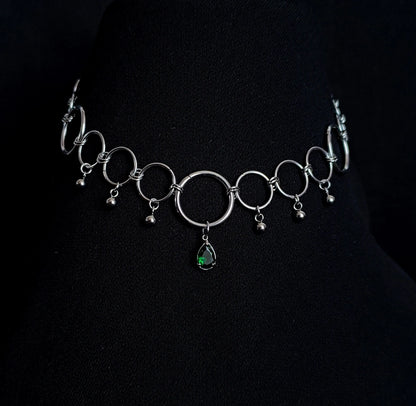 Collier en Anneaux avec Pierre Colorée La Vouivre Jewellery