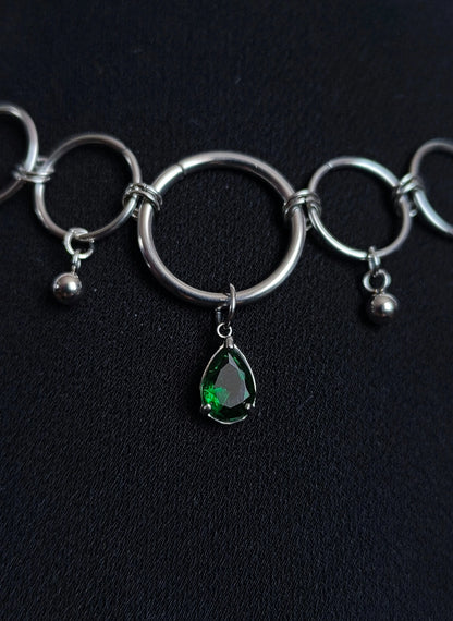 Collier en Anneaux avec Pierre Colorée La Vouivre Jewellery