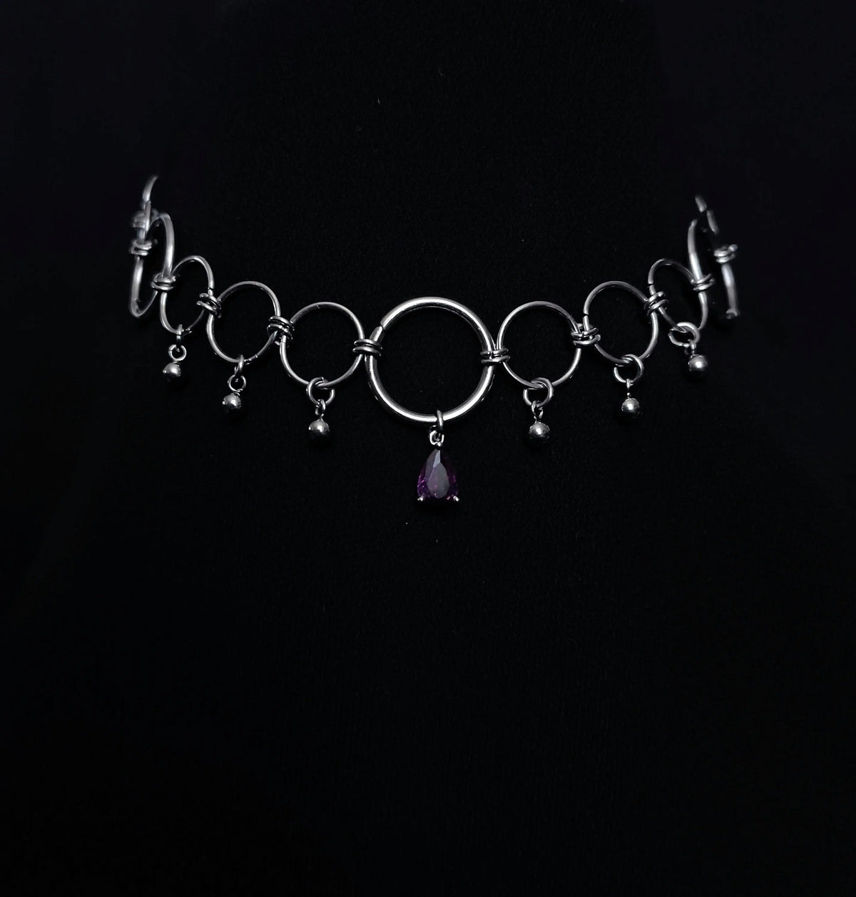 Collier en Anneaux avec Pierre Colorée La Vouivre Jewellery