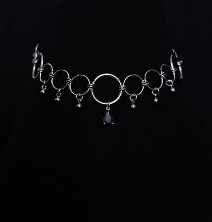 Collier en Anneaux avec Pierre Colorée La Vouivre Jewellery