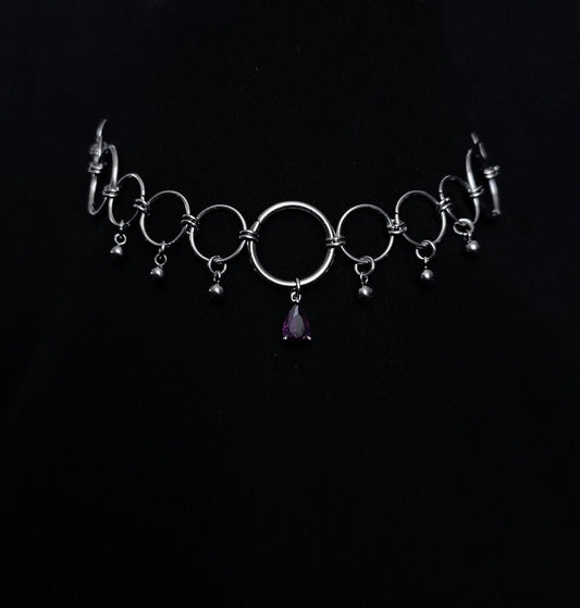 Collier en Anneaux avec Pierre Colorée La Vouivre Jewellery