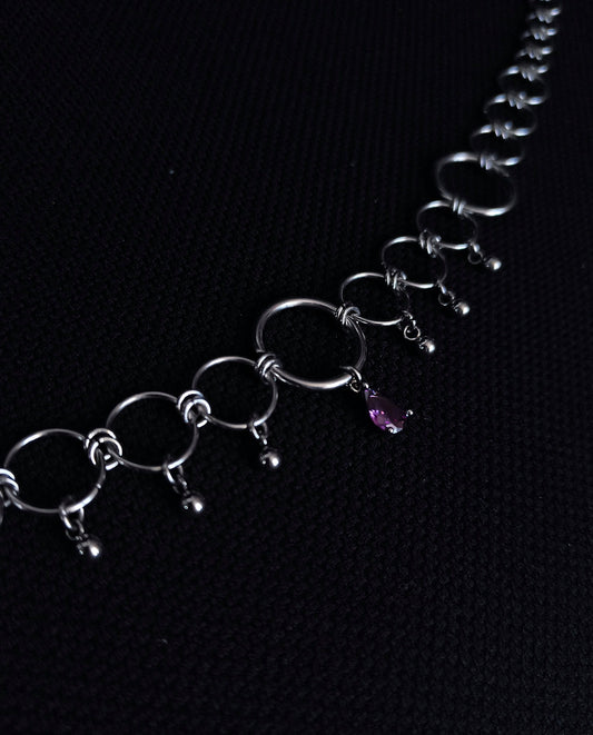 Collier en Anneaux avec Pierre Colorée La Vouivre Jewellery