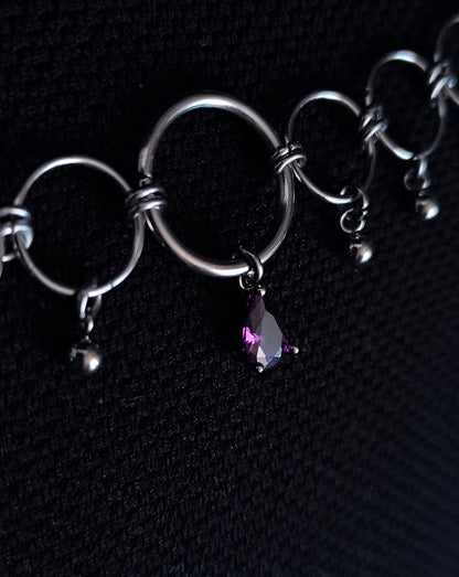 Collier en Anneaux avec Pierre Colorée La Vouivre Jewellery