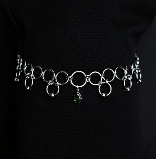 Collier "Mélusine" en Anneaux épais avec Pierre Colorée La Vouivre Jewellery
